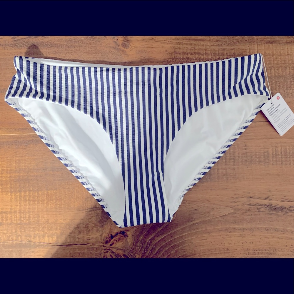 Waterside Seersucker Mid-Rise Bikini Bottom